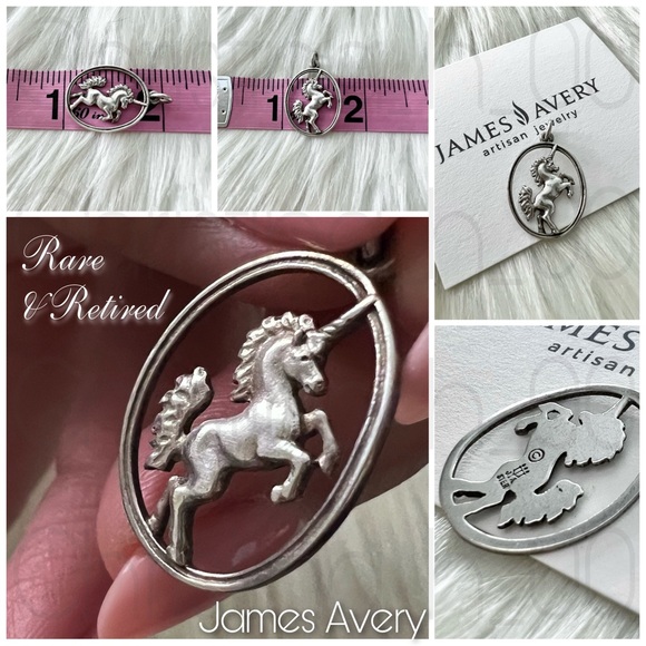 Very Rare Unicorn James Avery necklace pendant or charm open work oval - Picture 1 of 12